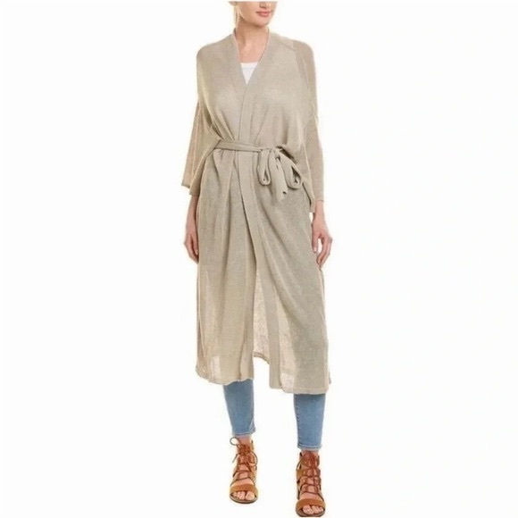 Johnny Was Sweaters - NWT Johnny Was CALME Linen Long Cardigan (Missing Tie) | Oatmeal Neutral